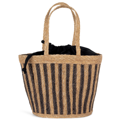 Eco-friendly striped seagrass basket bag